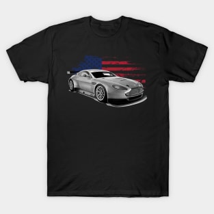 Aston Martin Vantage GT8 (Mk I) Cars Form American Flag T-Shirt